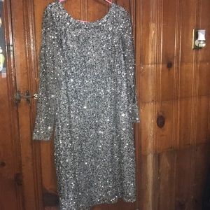 Adrianna Papell- Silver Sequin Dress
